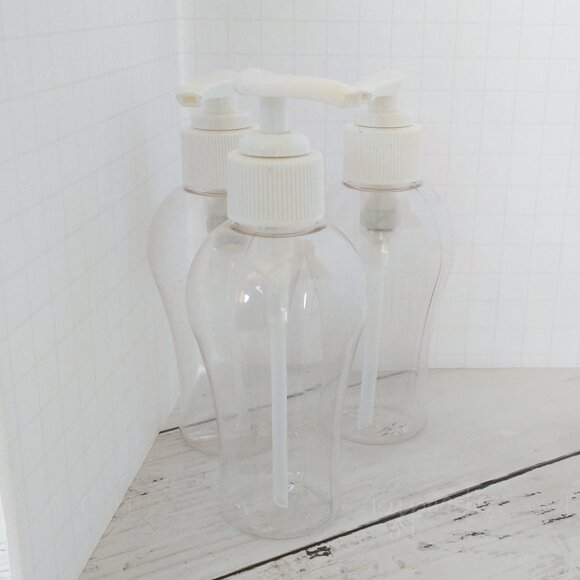 4oz Pump Dispensers 3 Pack Clear Plastic Bottles, White Cap/Pump, Lotion Soap - Picture 2 of 8